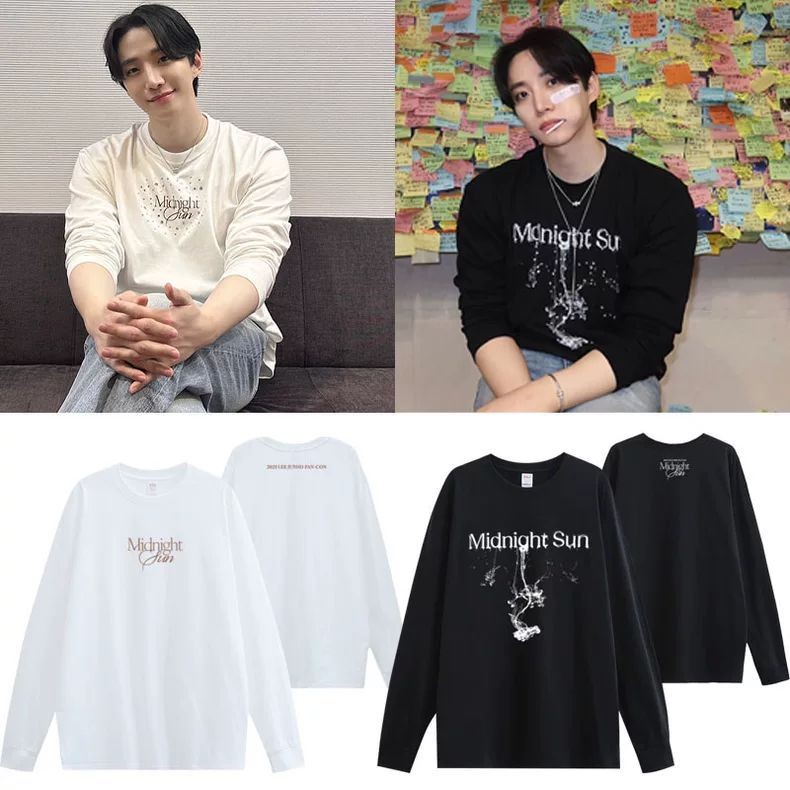 Kpop 2PM LEEJUNHO MidnightSun Cổ Tròn Cotton Dài T Tay Ngắn Hip Hop Top Nam / Nữ Cặp Đôi Áo Sơ Mi Ng