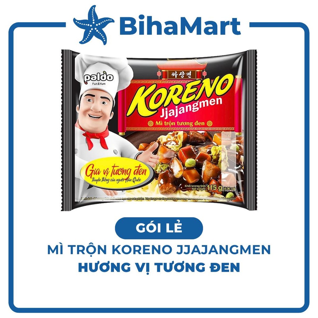 [GÓI LẺ] - PALDO - Mì trộn tương đen Koreno Jjajangmen, Mì Koreno Jjajangmen tương đen, Mì tương đen