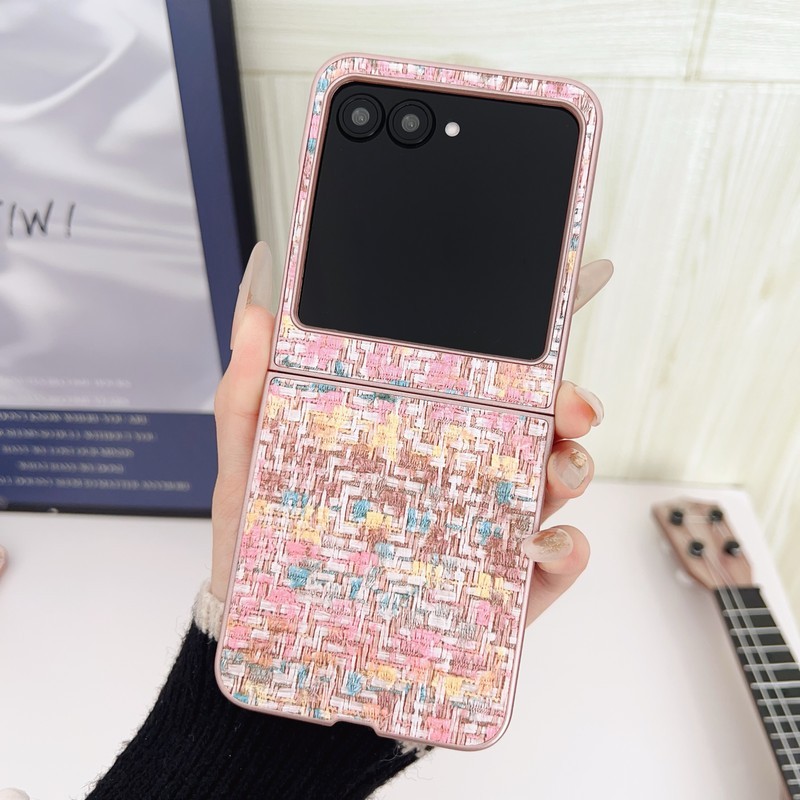 Dành Cho Motorola Razr 50 Razr 50 Ultra Ốp Lưng Nhiều Màu Sắc Dệt Da PC Cứng Lật Vỏ Điện Thoại Cho M