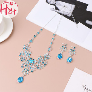 Jr Tiệc Cưới Vòng Cổ Bông Tai Bộ Hoa Giọt Nước Vòng Cổ Cô Dâu Cưới Trang Sức Phụ Kiện VN