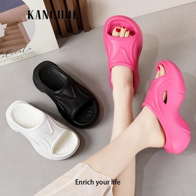 Kancool Mùa Hè EVA Đế Dày Slip-on Dép Nữ Mặc Chống Trơn Trượt Xăng đan Cao Gót Cho Nữ Dép Trong Nhà