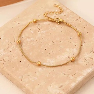 S073 Vòng tay hạt kim loại tối giản dành cho nữ Vòng tay bằng thép không gỉ không gỉ Phụ kiện thời trang dành cho nữ
