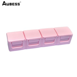AUBESS Travel Essentials Pill Box PP Pill Storage Hộp đựng thuốc du lịch Bốn lưới Quản lý thuốc Hộp đựng thuốc di động Hộp đựng thuốc di động Hồ chứa thuốc