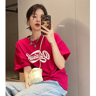 Fashmily 100% Cotton Mới Áo Thun Nữ Oversize Dài Vừa Thời Trang Rời Phong Cách Đường Phố Ngắn Tay Áo Thun Nữ Mùa Hè Cổ Tròn Quần Áo