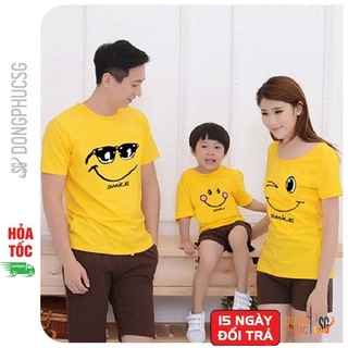 Áo đồng phục gia đình 3/4/5 người Đồ đôi mẹ và bé giá rẻ Thun cotton 4 chiều Màu vàng đậm GD890VD