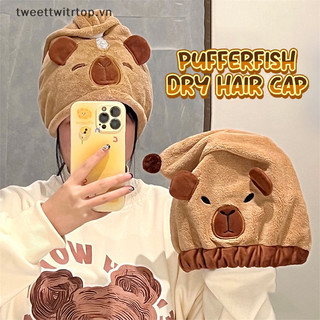 Trtop capybara mũ sấy tóc nhanh khô mũ khăn nước chuột lang mũ tắm mũ khăn siêu hấp thụ tóc khô mũ vn