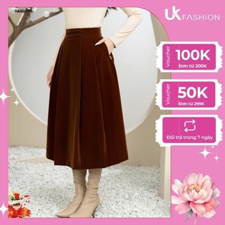 Chân Váy Nhung Xoè Xếp UK Fashion Thời Trang Công Sở Nữ, Sang Trọng, Tôn Dáng, Chất Vải Mềm Mịn NKCV2311002
