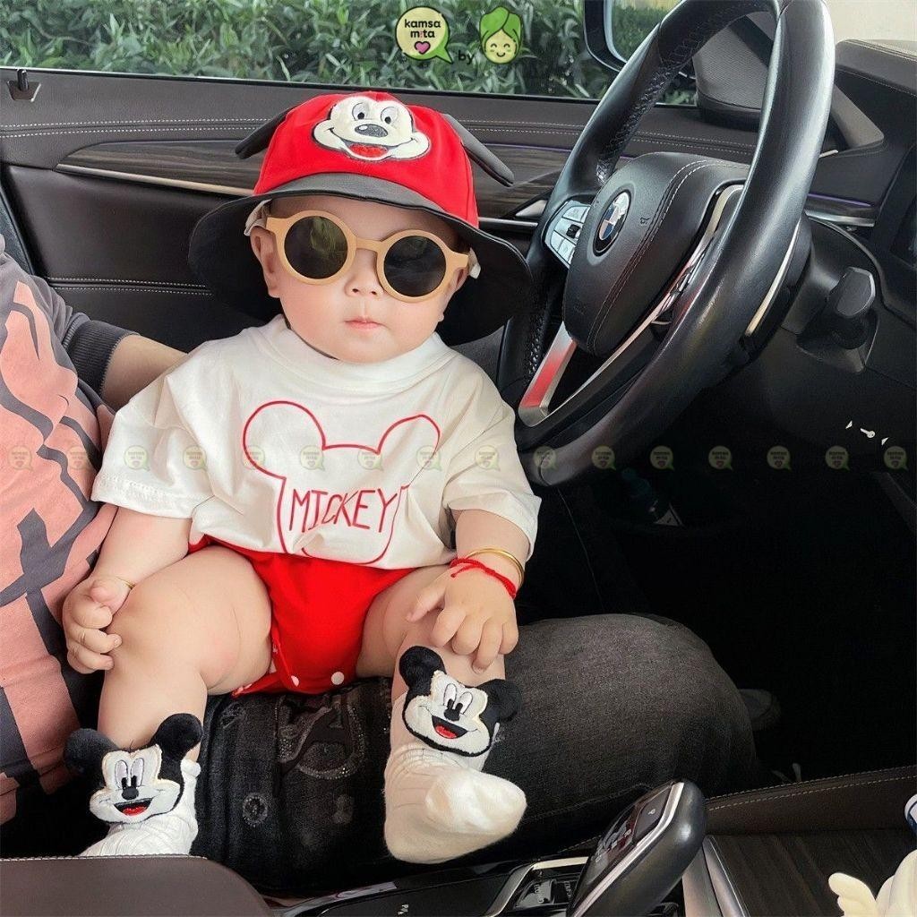 Bodysuit Cho Bé Trai, Bé Gái Từ Sơ Sinh Đến 12kg KAMSAMITA Vải Cotton 4C In Mickey, Body Chip Cho Bé Mặc Đi Chơi S407