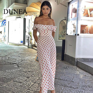 Đầm dây chữ A xù in chấm bi gợi cảm dành cho nữ DUNEA