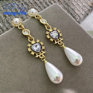 Bông tai hình giọt nước cổ điển Baroque dành cho nữ có cảm giác cao cấp, Bông tai dài hình trái tim Zircon, Bông tai cá nhân phóng đại