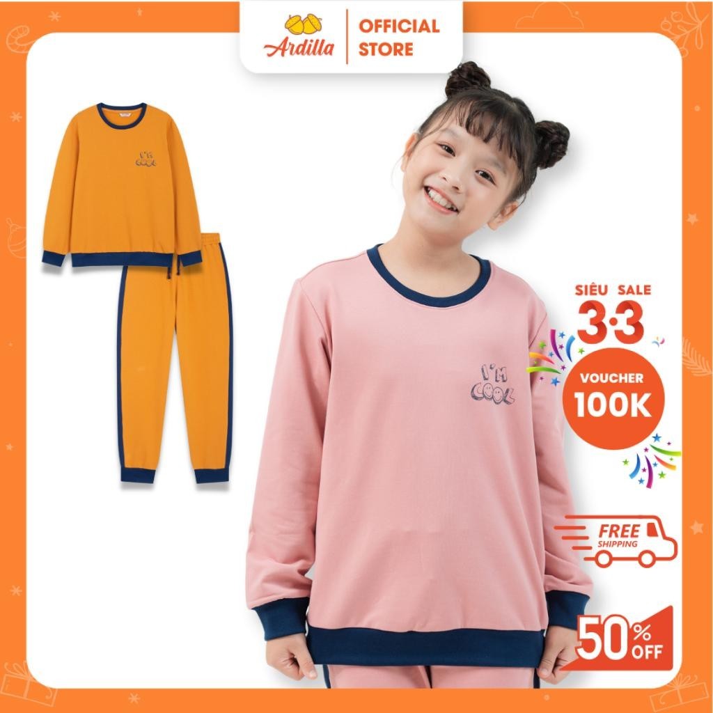 Bộ Thu Đông Bé Gái ARDILLA Thiết Kế Màu Sắc Nhẹ Nhàng, Chất Liệu Nỉ Da Cá Dày Dặn, Ấm Áp Cho Bé Từ 8-15 Tuổi TA8005-TD