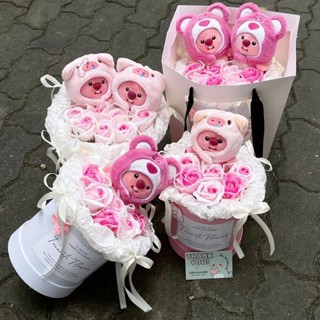 Gấu ôm hoa sáp, Hoa kèm gấu bông đáng yêu, Hoa sáp gấu bông cao cấp Quà tặng ý nghĩa các dịp đặc biệt