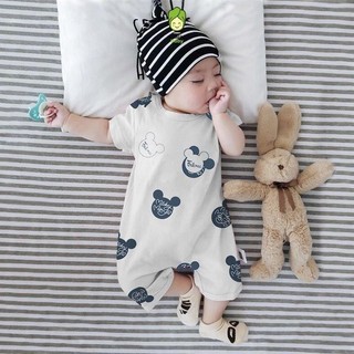 Body Đùi Cho Bé Trai, Bé Gái Sơ Sinh Từ 3 Đến 12kg KAMSAMITA Vải Cotton In Mickey XANH, Bodysuit Cho Bé Mặc Nhà S409