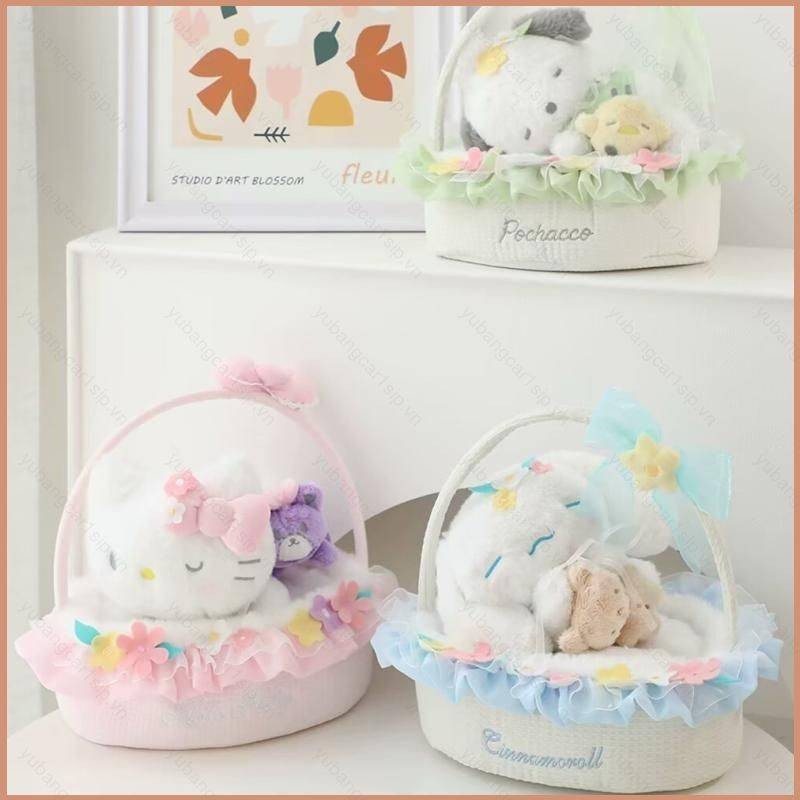 Tốt Sanrio Hello Kitty Cinnamoroll Pochacco Giỏ Hoa Và Ngủ Sang Trọng Búp Bê Quà Tặng Cho Bé Gái Trẻ Em Đồ Chơi Nhồi Bông Mới