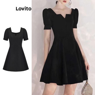 Đầm Lovito màu trơn xếp ly phong cách thường ngày dành cho nữ L80ED432