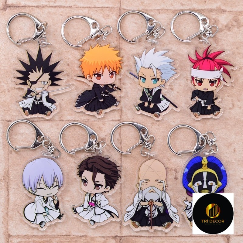 Móc khóa Anime Bleach Kurosaki Ichigo Kuchiki Rukia Hitsugaya Toshiro 3 Phụ kiện trang trí túi xách 