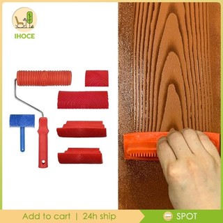 Bộ dụng cụ hạt gỗ 6 mảnh, Con lăn dụng cụ vẽ tranh hạt gỗ, Con lăn sơn, Công cụ vẽ tranh trang trí cho sàn giấy dán tường trong nhà