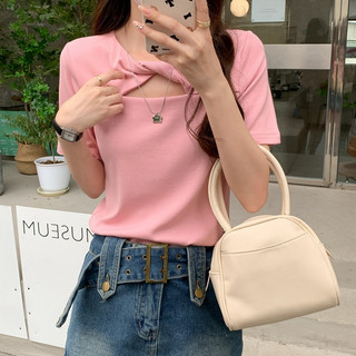 Áo coquette tay dài Áo baby tee Áo thun ngắn tay thiết kế vai rỗng kiểu Pháp mùa hè Áo sơ mi nhỏ hàng đầu