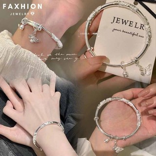 Faxhion Thanh Lịch Bạc Lắc Tay Cho Nữ Trái Tim Bướm Tua Rua Mở Vòng Tay Phụ Kiện Trang Sức