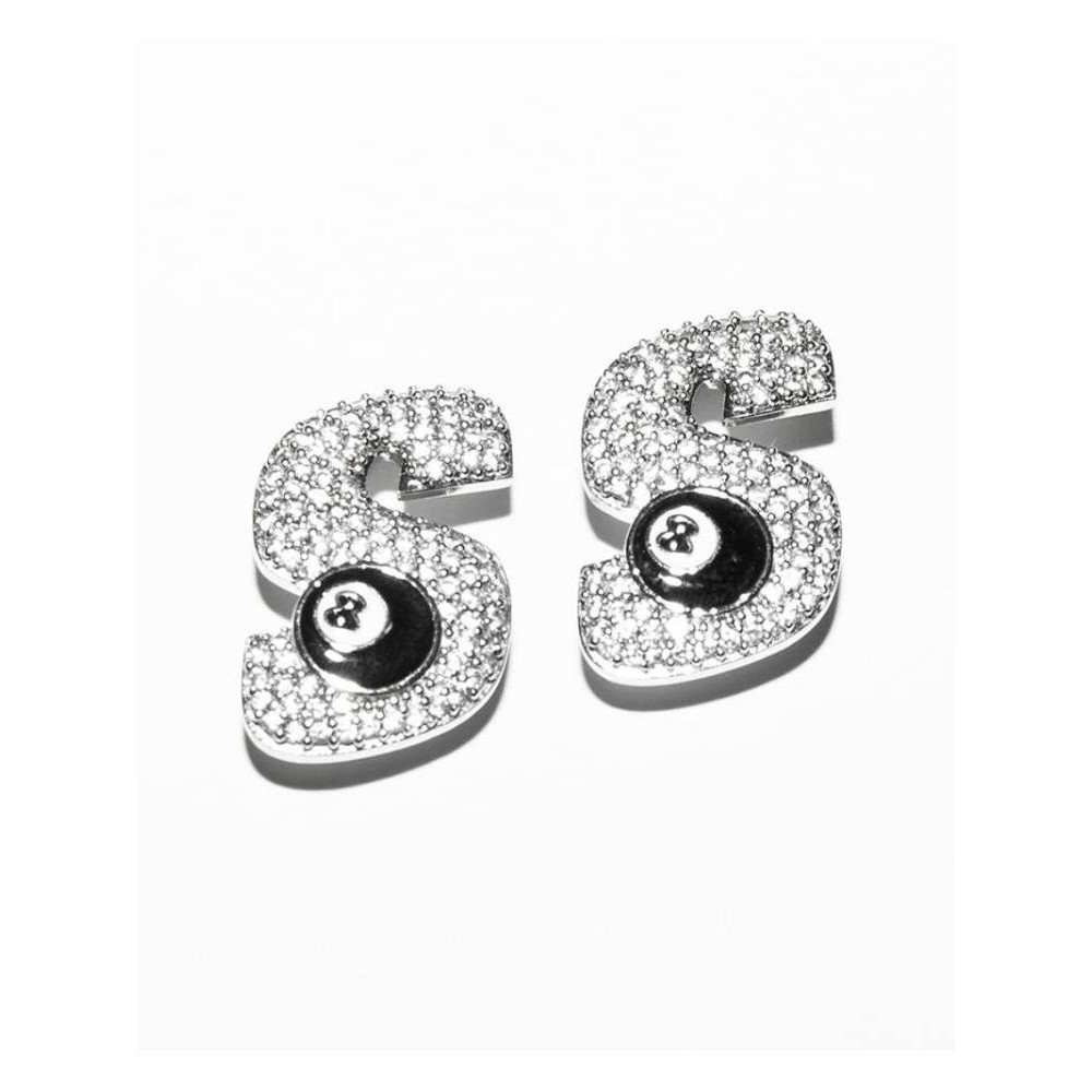 New Two-Color Letter Billiards Logo Full Diamond Personalized Ear Studs Pair EDl0