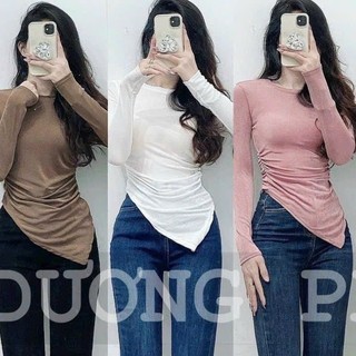 Áo Thun Chéo Tà Tay Dài Cổ Tròn: Sự Lựa Chọn Độc Đáo và Thanh Lịch TTMC0088