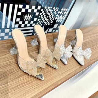 Dép Cao Gót 9P Ly Tròn, Dép Quai Trong Phối Nơ XInh Xắn