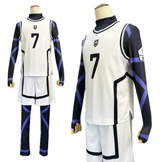 Holoun Blue Lock Anime Cosplay Kostuum Pruik Nagi Bachira Isagi Barou Wit Voetbal Huấn Luyện Đồng Phục Dagelijks Dragen Lưới Hoa Hồng Sythetic