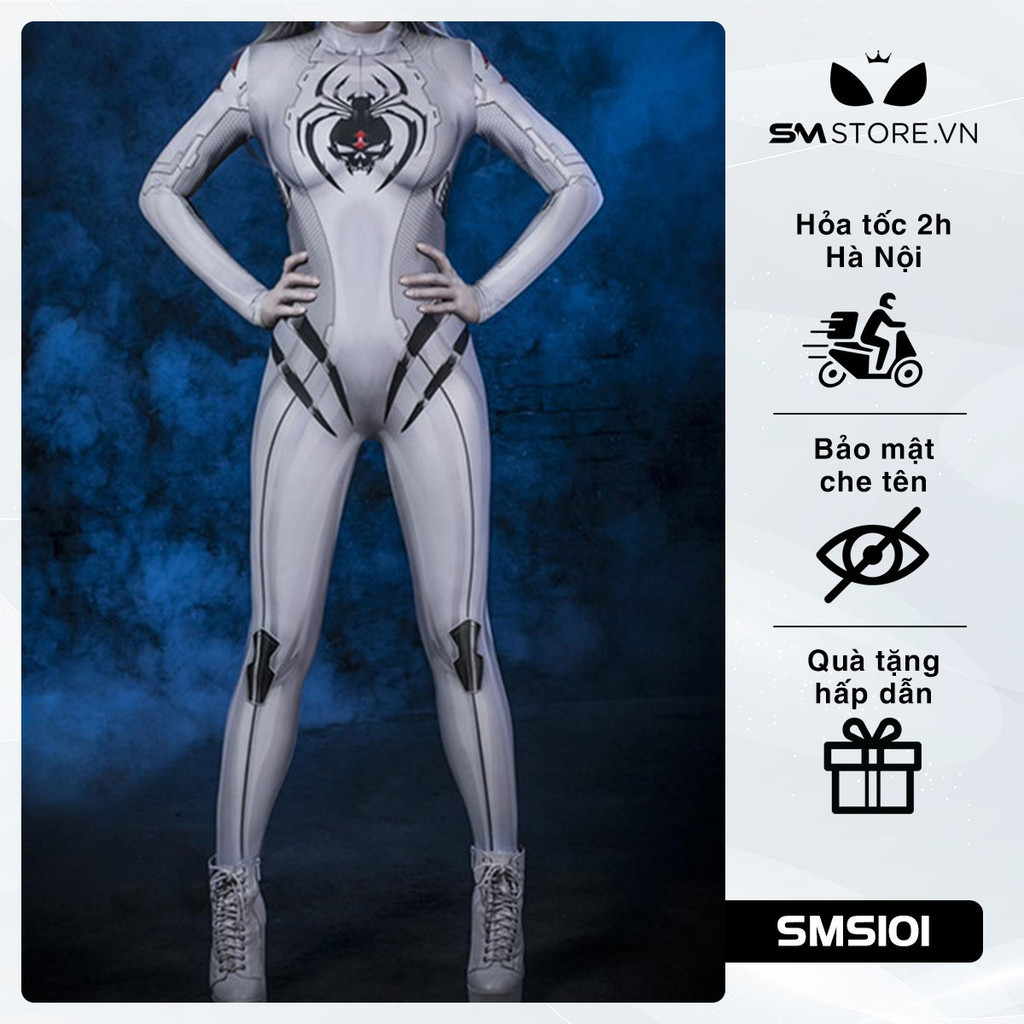 SMS101 - Cosplay người nhện sexy thiết kế bodysuit màu trắng
