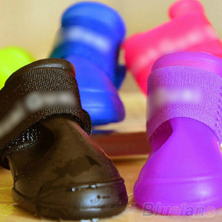 4 Giày Thú Cưng Chó Chống Thấm Nước Giày Đi Mưa Booties Giày Cao Su Màu Kẹo