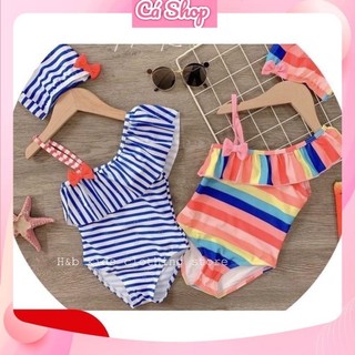 Bikini, bộ đồ bơi 2 chi tiết lệch vai cho bé gái