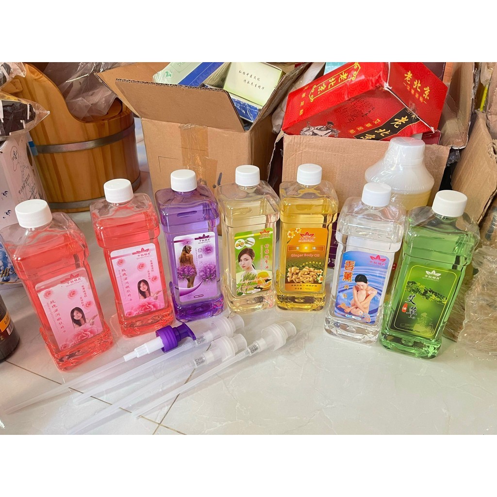 Tinh Dầu massage body 750ml 6 mùi tặng kèm vòi hút - hàng chuẩn- nói KHÔNG với hàng kém chất lượng - sỉ sll giá tốt nhất
