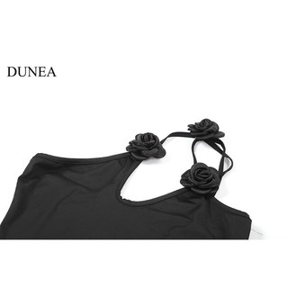 Đầm dài đeo vai trang trí hoa DUNEA