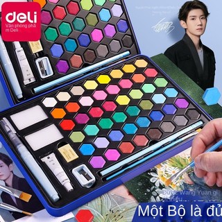 Bộ Sơn Màu Nước Vẽ Tranh Nghệ Thuật, Vẽ Tay, Sơn Màu Nước Rắn, Hộp Sắt Di Động