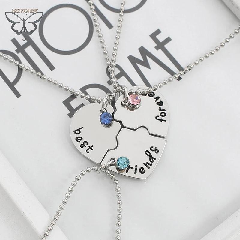 Vàng 3 Cái / bộ Trái Tim Chia Mặt Dây Chuyền Vòng Cổ Người Bạn Thân Nhất Bff Tình Bạn Cặp Đôi Vòng C