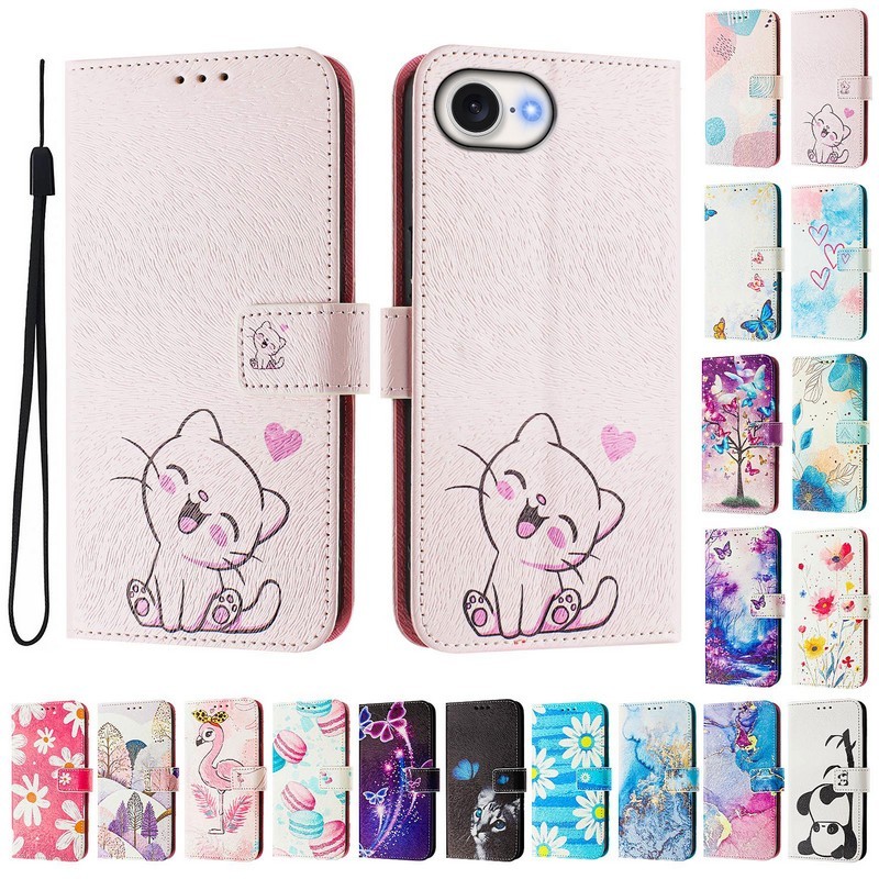 Dành Cho iPhone 16e Ốp Lưng Dễ Thương Họa Tiết Lật Ốp Lưng Điện Thoại iPhone 16 Pro Max iPhone 16 Pl