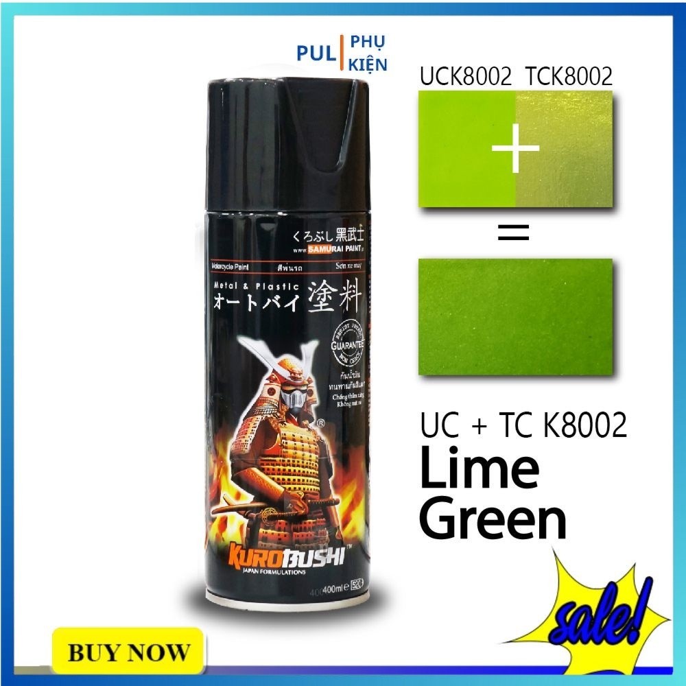 Sơn samurai màu xanh lá tươi kawasaki 2 lớp UCK8002 và TCK8002 làm mới đẹp xe bám tốt chống gỉ sét hàng chính hãng