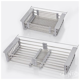 [ Mới ] Khay Inox Đa Năng Co Giãn Tích Hợp Úp Bát Đĩa Và Rửa Rau Củ Trái Cây Siêu Tiện Ích