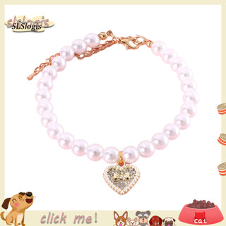 Sgw _ Cat Vòng Cổ Thanh Lịch Bắt Mắt Tinh Tế Thú Cưng Chó Mèo Anh Đào Mặt Dây Chuyền Giả Cổ Ngọc Trai Cung Cấp Cho Thú Cưng