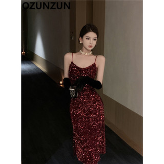 Váy treo Sequin cổ chữ V Ozun lấp lánh gợi cảm 3723