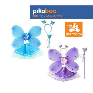 Bộ váy cánh tiên Pikaboo cho bé gái xinh xắn, hoạ tiết và màu sắc sinh động, chất liệu vải dày dặn