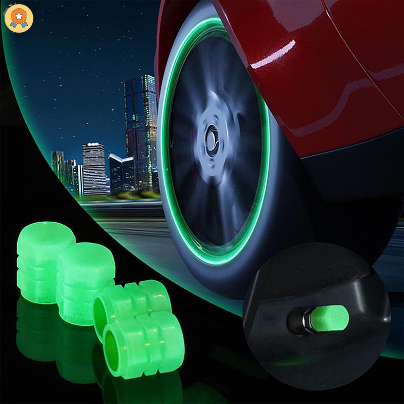 4 Mũ van lốp ô tô huỳnh quang đa năng Mũ thân van lốp phát sáng, Mũ áp suất lốp bền, Phù hợp với hầu hết các loại ô tô, xe máy, SUV, xe tải và xe đạp JP2