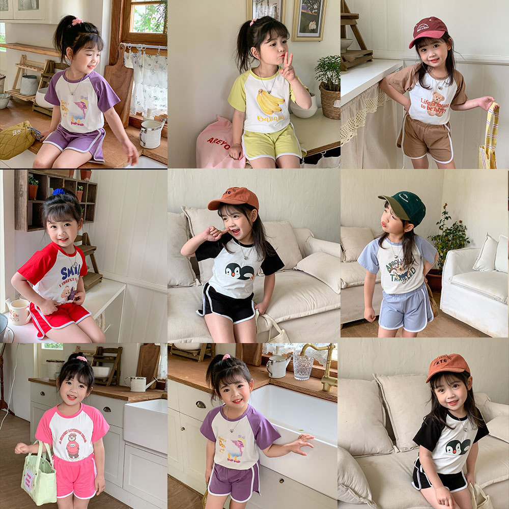 Trẻ Em Quần Áo Trẻ Em Bé Gái Trẻ Em Bộ Đồ Mùa Hè Phiên Bản Hàn Quốc Quần Áo Trẻ Em Bé Trai Hoạt Hình Mùa Hè Bộ Đồ Ngắn Tay Cotton Nguyên Chất Bé Gái Bộ Đồ Hai Mảnh Mùa Hè
