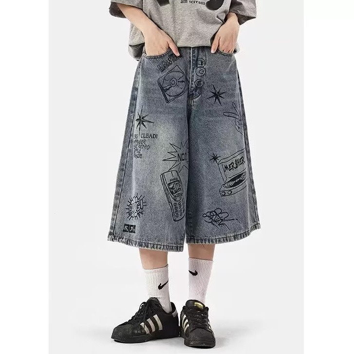 Quần Short Denim Ống Rộng Thời Trang Trẻ Trung Cho Nam quần short jean nam quần short nam ống rộng quần jean nam đẹp unisex Quần jean ống rộng nữ