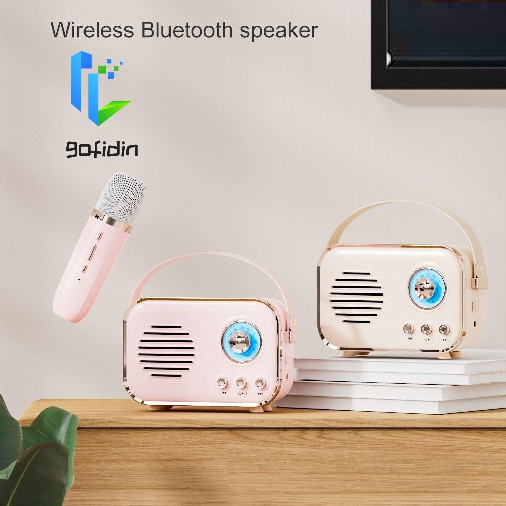 Loa Karaoke GOFIDIN Có Micro, Mic Không Dây Retro Soundbar Mini Home Karaoke, Máy Karaoke Âm Thanh Hifi Di Động Loa Bluetooth Không Dây Trẻ Em