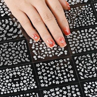 Miếng dán móng tay 3d móng tay nghệ thuật miếng dán nhỏ hoa trắng miếng dán móng tay nhỏ tươi móng decal bông tuyết miếng dán đồ trang trí