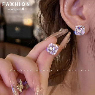Bông tai nữ Faxhion kim cương dành cho sang trọng zircon vuông xuyên phụ kiện trang sức