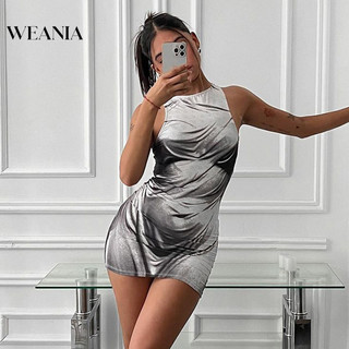 Váy không tay in họa tiết đường phố WEANIA