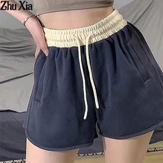 Zhu Xia Quần short nữ, quần short thể thao, quần ống rộng thiết kế màu sắc tương phản mùa hè, quần hot, quần thường ngày