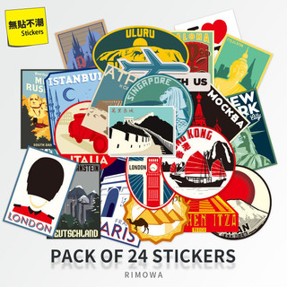 World Landmark Building Rimowa Vali Sticker Retro Rimowa Vali Notebook Sticker Chống nước