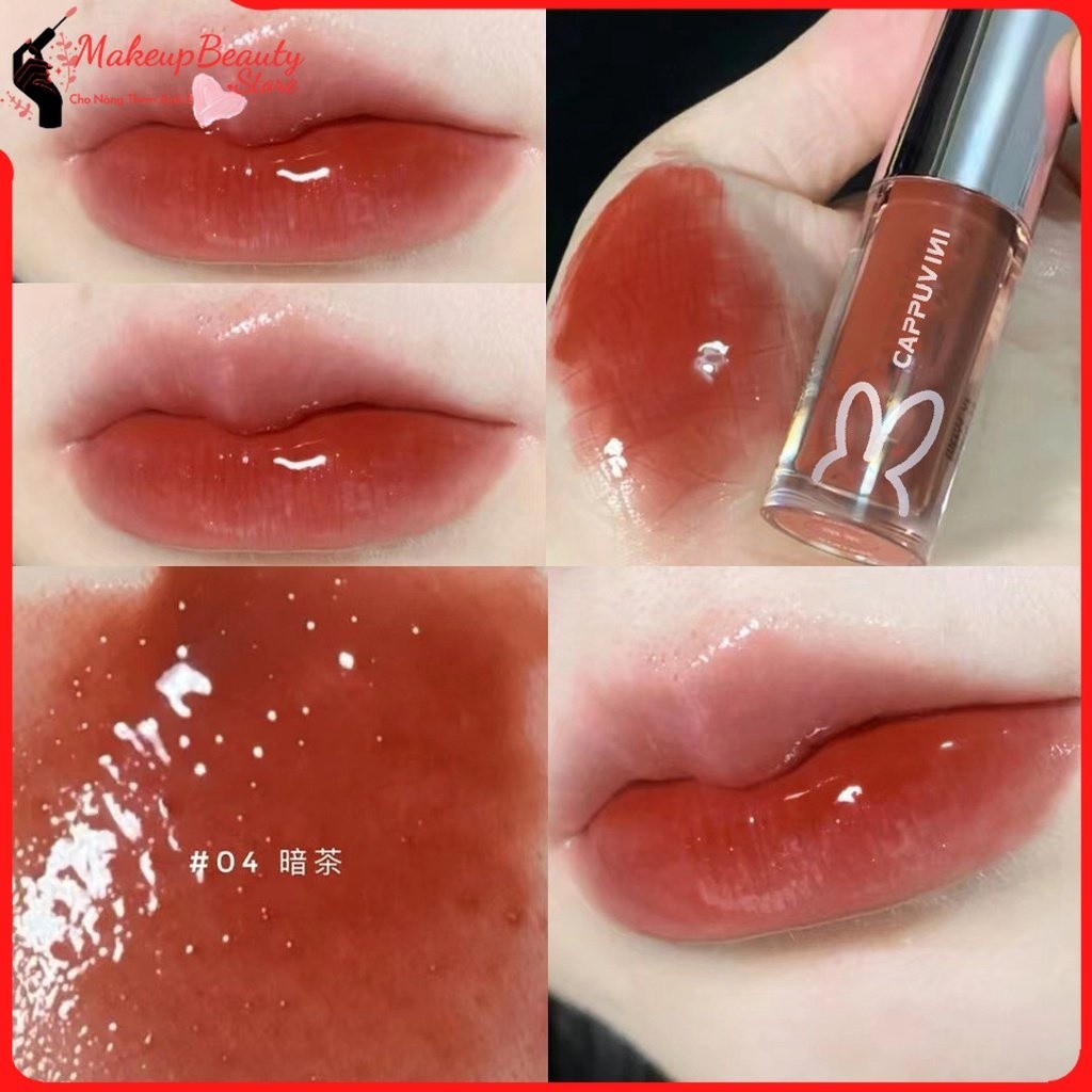 Son bóng Cappuvini, son bóng dưỡng ẩm nội địa trung màu đỏ cam hồng G3 MS 88256 [ ZIN.COSMETICS ]